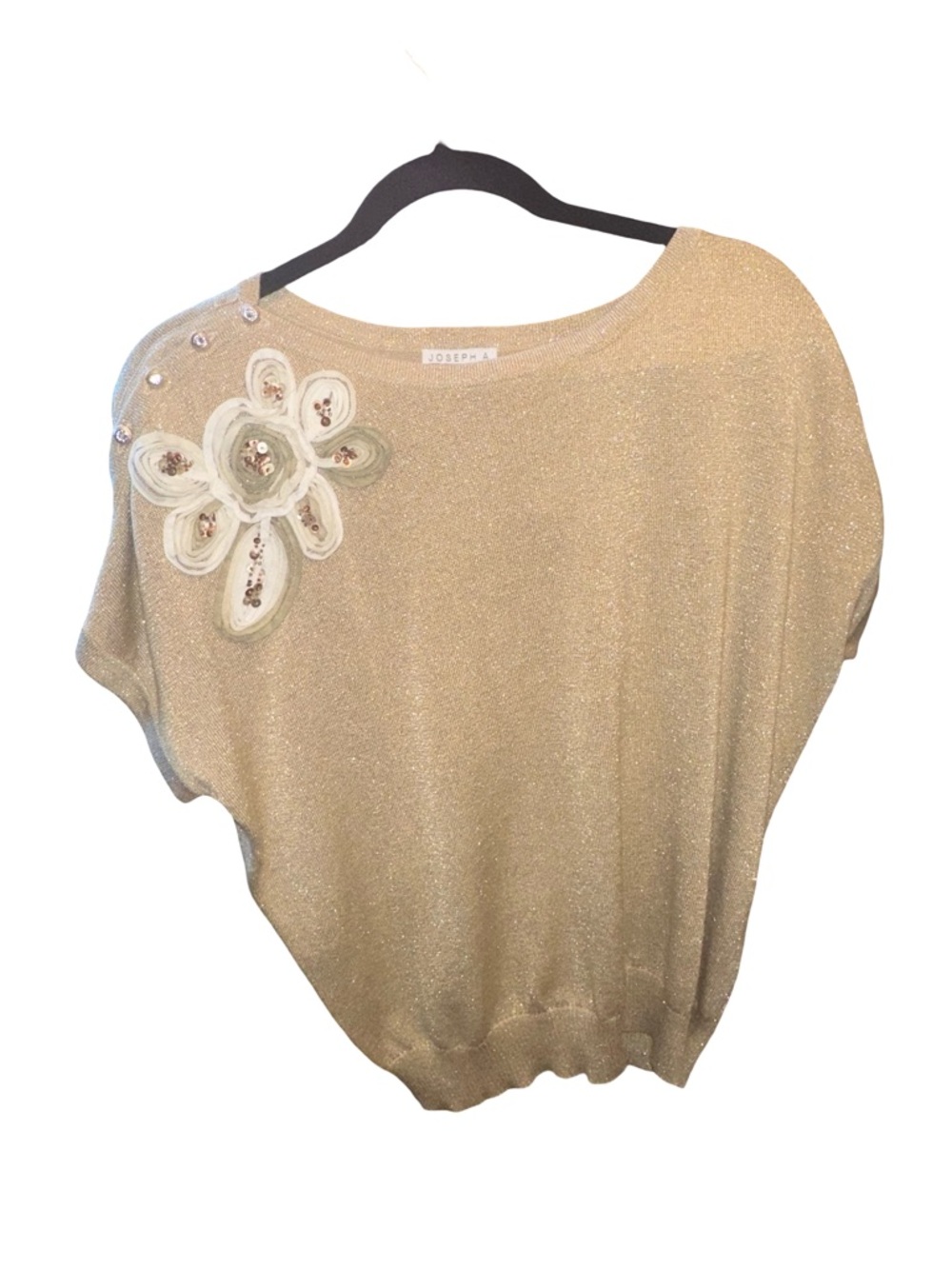NWT Joseph A. metallic gold short-sleeve knit top size XL